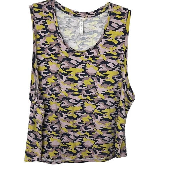 FABLETICS ROUND NECK SLEEVELESS TOP, WOMENS, 1X, PINK PURPLE YELLOW ANIMAL - Picture 1 of 9